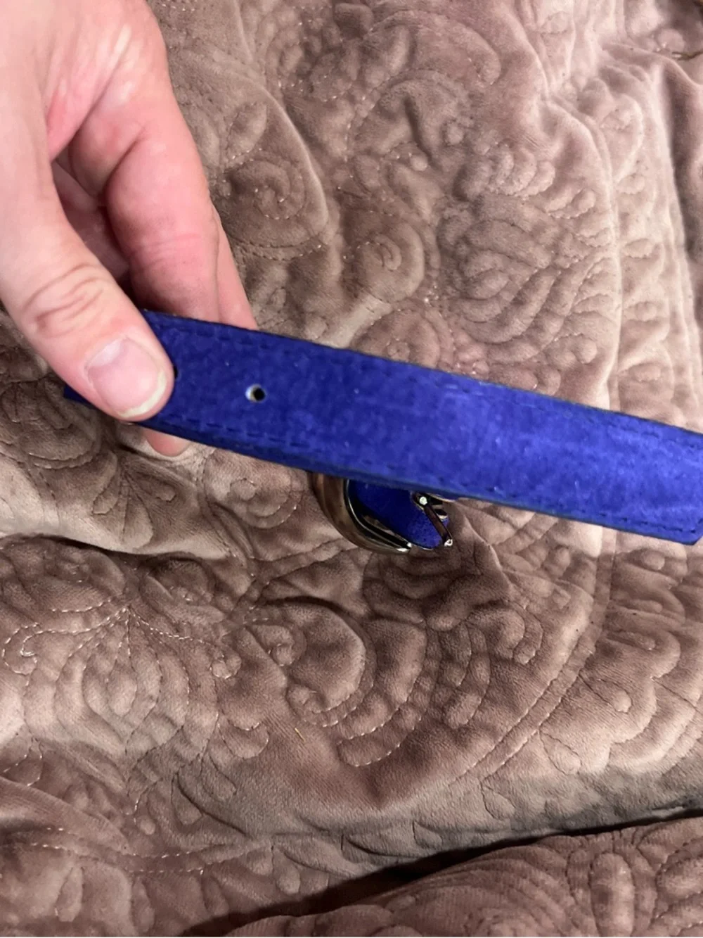 Vintage Purple Suede Belt with Gold-Tone Buckle